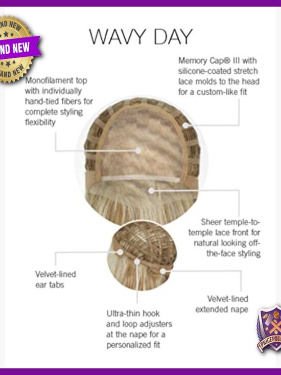 Synthetic Wavy Shoulder Length Wig Heat Friendly Memory Cap main image 4